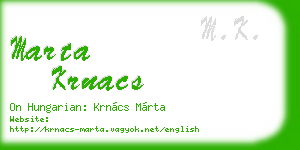 marta krnacs business card